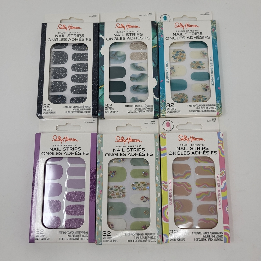 Lot Of 6 Sally Hansen Salon Effects Nail Strips 32‎ Strips Per Pack Manicure